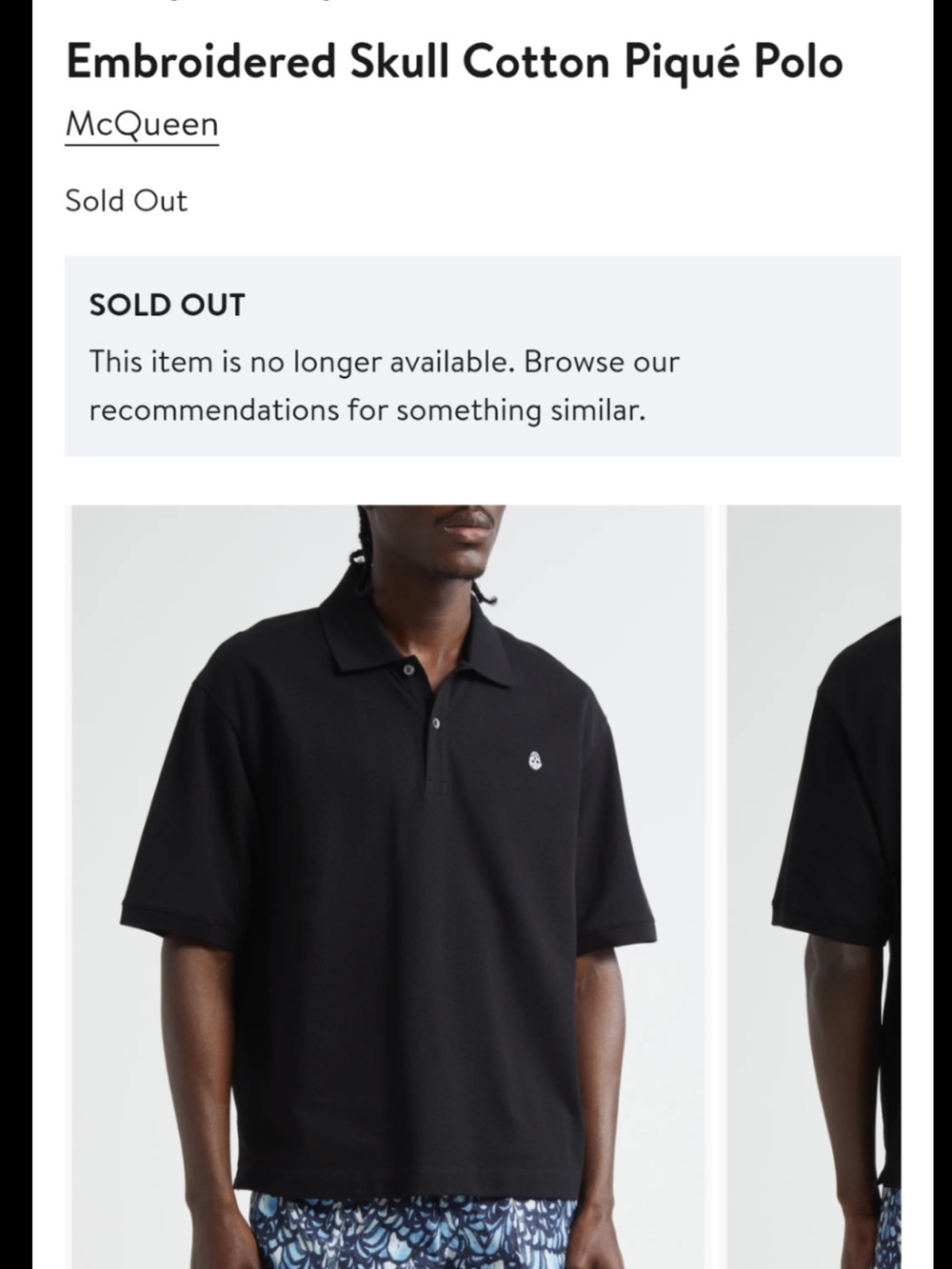 Alexander McQueen Black Polo Shirt with Skull Emblem